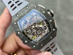 KV Factory Richard Mille RM011-03 44.5mm Carbon Fiber Grey Rubber Strap Arabic Numerals Skeletonized Dial - Image 2