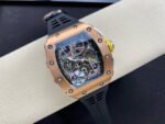 KV Factory Richard Mille RM011-03 44.5mm Rose Gold Black Rubber Strap Arabic Numerals Skeletonized Dial - Image 4