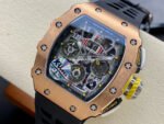 KV Factory Richard Mille RM011-03 44.5mm Rose Gold Black Rubber Strap Arabic Numerals Skeletonized Dial - Image 3