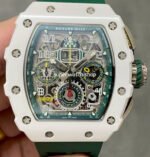KV Factory Richard Mille RM011-03 CA ATZ 44.5mm Ceramic Green Rubber Strap Skeletonized Green Dial