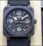 M+ Factory Bell Ross BR 03-92 Ceramic BR0392-BL-CE Ceramic 41mm Rubber Strap Arabic Numerals Black Dial