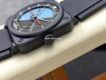 M+ Factory Bell Ross BR 03 BR03A-HRZ-CESRB Horizon 41mm Ceramic Rubber Strap Lines Black Dial - Image 6