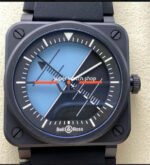 M+ Factory Bell Ross BR 03 BR03A-HRZ-CESRB Horizon 41mm Ceramic Rubber Strap Lines Black Dial