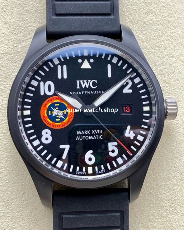 M-Factory-IWC-Pilot-IW32409-41mm-Ceramic-Rubber-Strap-Arabic-Numerals-Black-Dial-8.jpg M+ Factory IWC Pilot IW32409 41mm Ceramic Rubber Strap Arabic Numerals Black Dial - Image 1