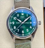 M+ Factory IWC Pilot Mark IW328205 40mm Steel Brown Leather Strap Arabic Numerals Green Dial