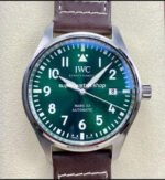 M+ Factory IWC Pilot Mark IW328205 40mm Steel Leather Strap Arabic Numerals Green Dial