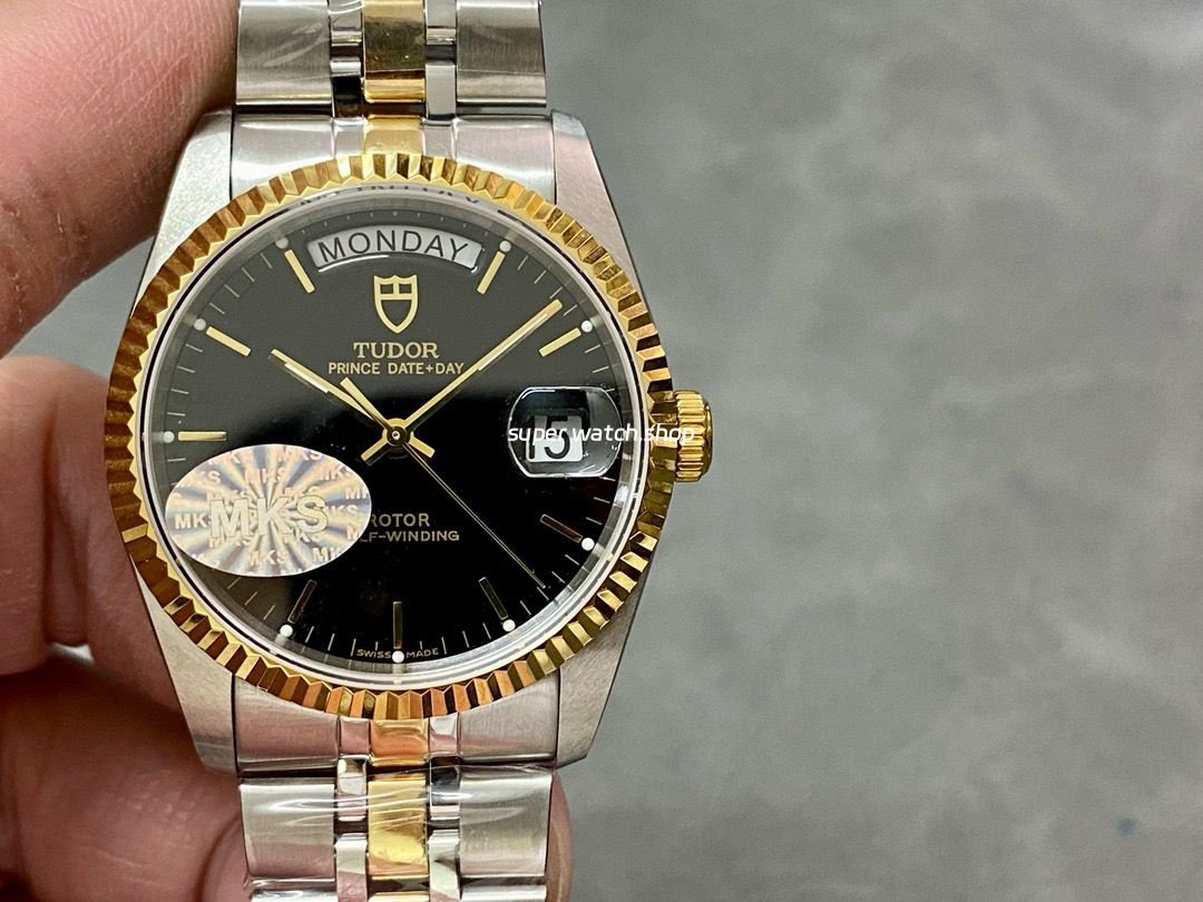 MKS-Factory-Tudor-Date-Day-76213-62483-BK-35mm-Half-Gold-Black-Dial-15.jpg MKS Factory Tudor Date-Day 76213-62483-BK 35mm Half Gold Black Dial - Image 1