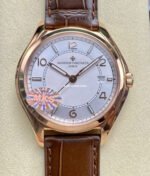 MKS Factory Vacheron Constantin Fiftysix 4600E/000R-B441 40mm Rose gold Leather Strap Arabic Numerals Silver Dial
