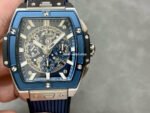 MS Factory Hublot Spirit of Big Bang 642.NX.7170.RX 42mm Titanium Blue Rubber Strap Skeletonized Dial