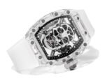 MS Factory Richard Mille RM052 44mm Clear Sapphire Crystal Emulsion Rubber Strap Skeletonized Skull Black Dial - Image 4