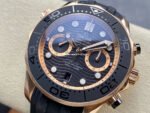 N1 Factory Omega Seamaster Diver 300M Co-Axial Chronometer Chronograph 210.62.44.51.01.001 44mm Rose Gold Black Rubber Strap Black Dial - Image 3