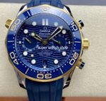 N1 Factory Omega Seamaster Diver 300M Co-Axial Chronometer Chronograph 210.22.42.20.03.001 44mm Gold&Steel Blue Rubber Strap Blue Dial