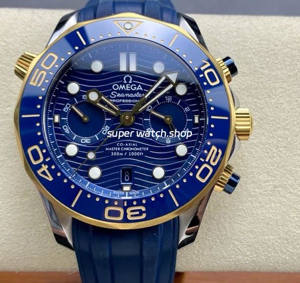 N1-Factory-Omega-Seamaster-Diver-300M-Co-Axial-Chronometer-9.jpg N1 Factory Omega Seamaster Diver 300M Co-Axial Chronometer Chronograph 210.22.42.20.03.001 44mm Gold&Steel Blue Rubber Strap Blue Dial - Image 1