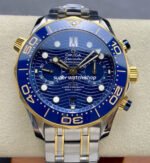 N1 Factory Omega Seamaster Diver 300M Co-Axial Chronometer Chronograph 210.20.44.51.03.001 44mm Full Steel&Gold Strap Blue Dial