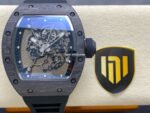 NEW Factory Richard Mille RM055 Abu Dhabi 42.7mm Carbon Fiber Black Rubber Strap Skeletonized Black Dial