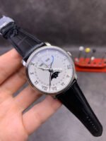 OM Factory Blancpain Villeret Quantième Complet 6654-1127-55B 40mm Steel Leather Strap Roman Numerals White Dial - Image 2
