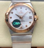 OM+ Factory Omega Constellation Men 123.20.38.21.52.002 38mm Rose Gold Steel Diamond Silver Dial