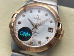 OM+ Factory Omega Constellation Men 123.20.38.21.52.002 38mm Rose Gold Steel Diamond Silver Dial - Image 3