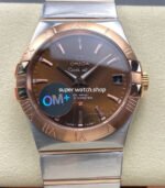 OM+ Factory Omega Constellation Men 38mm Rose Gold Steel Brown Dial
