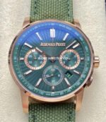 OMF Factory Audemars Piguet Code 11.59 26393OR.OO.A056KB.01 41mm Rose Gold Canvas Strap Lines Green Dial