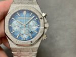 OMF Factory Frosted Audemars Piguet Royal Oak Chronograph 26240BC.GG.1324BC.02 41mm Full Frosted White Gold Blue Dial