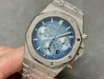 OMF Factory Frosted Audemars Piguet Royal Oak Chronograph 26240BC.GG.1324BC.02 41mm Full Frosted White Gold Blue Dial - Image 3