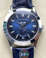PP+ Factory Patek Philippe Annual Calendar 5396G-017 White Gold Baguette Diamonds Blue Dial