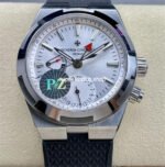 PZ Factory Vacheron Constantin Overseas Dual Time 7900V-110A-B333 41mm Steel Rubber Strap Silver Dial