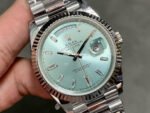 QF Factory Counterweight Rolex Day-Date 228236-0006 40mm Full Platinum Baguette Diamond Blue Dial - Image 2