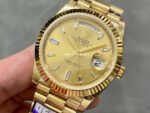 QF Factory Counterweight Rolex Day-Date 228238-0005 40mm Full Yellow Gold Baguette Diamond Champagne Dial - Image 3