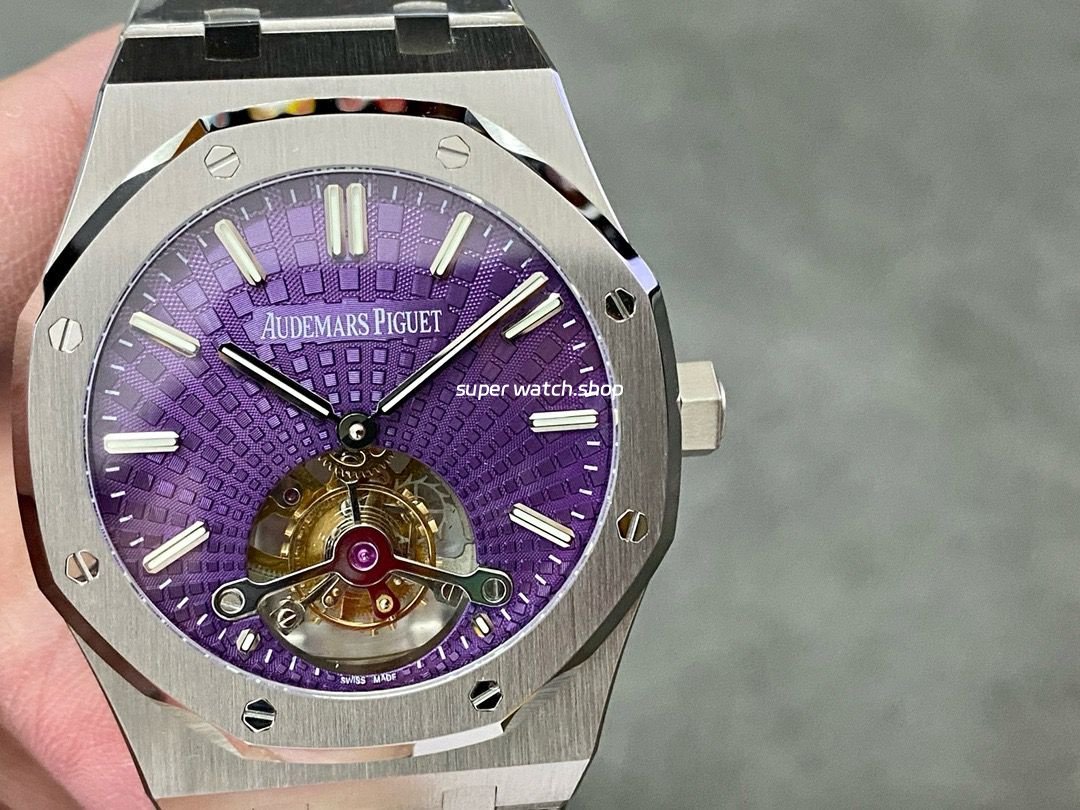 R8-Factory-Audemars-Piguet-Royal-Oak-Tourbillon-26522ST.OO_.1220ST.01-41mm-Full-Steel-Purple-6.jpg R8 Factory Audemars Piguet Royal Oak Tourbillon 26522ST.OO.1220ST.01 41mm Full Steel Purple Dial - Image 1