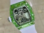 RM Factory Panda Eats Golden Bamboo Richard Mille RM26-01 44mm Green Crystal White Rubber Strap Panda Skeletonized White Dial - Image 7