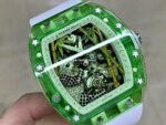 RM Factory Panda Eats Golden Bamboo Richard Mille RM26-01 44mm Green Crystal White Rubber Strap Panda Skeletonized White Dial - Image 2