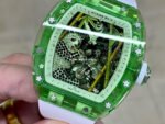 RM Factory Panda Eats Golden Bamboo Richard Mille RM26-01 44mm Green Crystal White Rubber Strap Panda Skeletonized White Dial - Image 3