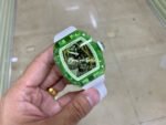 RM Factory Panda Eats Golden Bamboo Richard Mille RM26-01 44mm Green Crystal White Rubber Strap Panda Skeletonized White Dial - Image 4