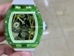 RM Factory Panda Eats Golden Bamboo Richard Mille RM26-01 44mm Green Crystal White Rubber Strap Panda Skeletonized White Dial