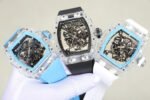 RM Factory Richard Mille RM 055 43mm Transparent Crystal Black Rubber Strap Skeletonized Black Dial - Image 6