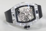 RM Factory Richard Mille RM 055 43mm Transparent Crystal Black Rubber Strap Skeletonized Black Dial - Image 3