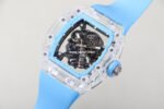 RM Factory Richard Mille RM 055 43mm Transparent Crystal Sky Blue Rubber Strap Skeletonized Sky Blue Dial - Image 4