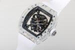 RM Factory Richard Mille RM 055 43mm Transparent Crystal White Rubber Strap Skeletonized Black Dial - Image 4