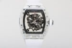 RM Factory Richard Mille RM 055 43mm Transparent Crystal White Rubber Strap Skeletonized Black Dial