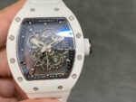 RM Factory Richard Mille RM 055 43mm White Ceramic White Rubber Strap Skeletonized Black Dial
