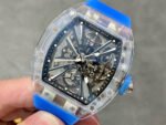 RM Factory Richard Mille RM 12-01 39mm Transparent Crystal Blue Rubber Strap Skeletonized Black Dial - Image 3