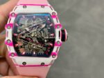 RM Factory Richard Mille RM 38-02 43mm Carbon Fiber Pink Rubber Strap Skeletonized Dial