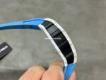 RM Factory Richard Mille RM12-01 39mm Carbon Fiber Blue Rubber Strap Skeletonized Black Dial - Image 5