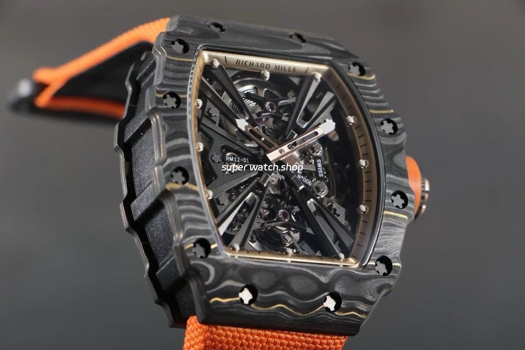 RM-Factory-Richard-Mille-RM12-01-39mm-Carbon-Fiber-Orange-Canvas-Strap-Skeletonized-Rose-Gold-8.jpg RM Factory Richard Mille RM12-01 39mm Carbon Fiber Orange Canvas Strap Skeletonized Rose Gold Dial - Image 1