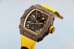 RM Factory Richard Mille RM12-01 39mm Carbon Fiber Yellow Canvas Strap Skeletonized Rose Gold Dial - Image 4