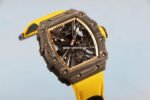 RM Factory Richard Mille RM12-01 39mm Carbon Fiber Yellow Canvas Strap Skeletonized Rose Gold Dial - Image 5