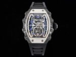 RM Factory Richard Mille RM21-01 43mm Titanium Carbon Fiber Black Rubber Strap Arabic numerals Skeletonized White Dial