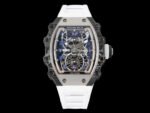 RM Factory Richard Mille RM21-01 43mm Titanium Carbon Fiber White Rubber Strap Arabic numerals Skeletonized White Dial